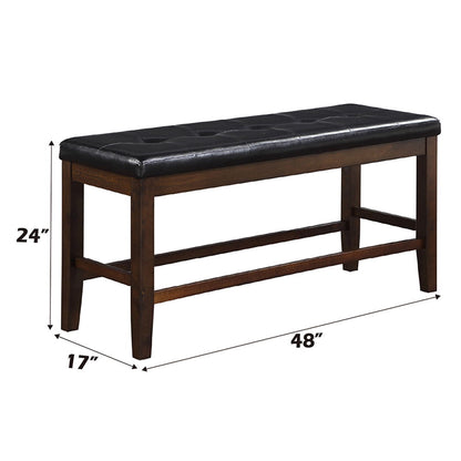 Urbana - Counter Height Bench - Black Synthetic Leather & Espresso