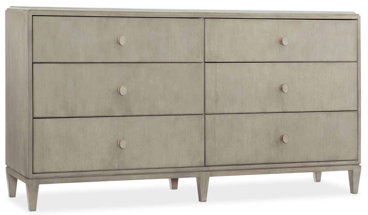 Elixir - 6-Drawer Dresser - Pearl Silver