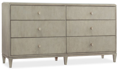 Elixir - 6-Drawer Dresser - Pearl Silver