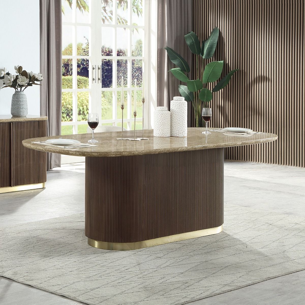 Clayten - Dining Table With Natural Marble Top