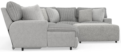 Abraxas - 6 Piece Power Reclining Sectional With Lay-Back Chaise, 2 Reclining Seats, And Included Cocktail Ottoman (LSF Chaise) - Moonstruck