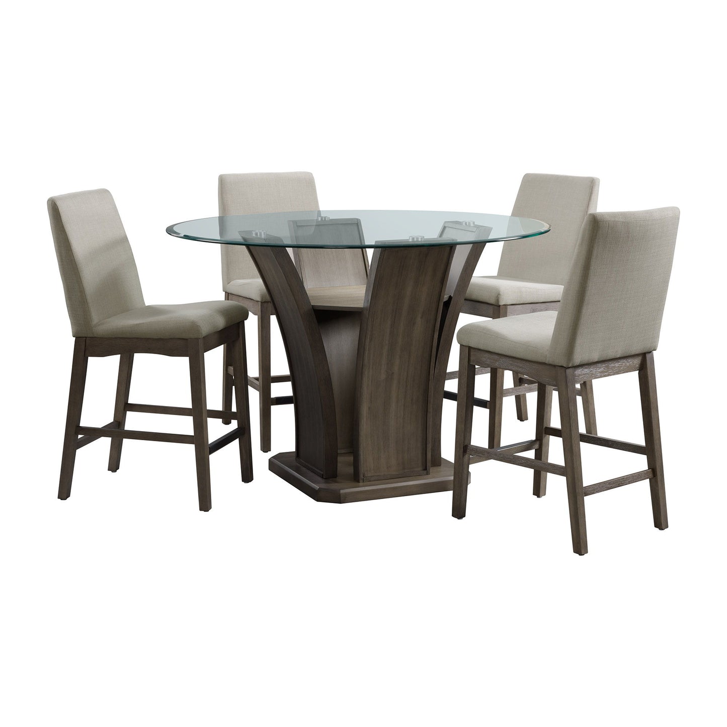 Dapper - 5 Piece Round Counter Height Dining Set (Table And Four Chairs) - Walnut