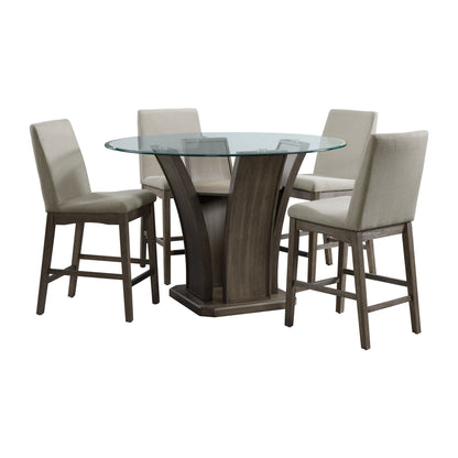Dapper - 5 Piece Round Counter Height Dining Set (Table And Four Chairs) - Walnut
