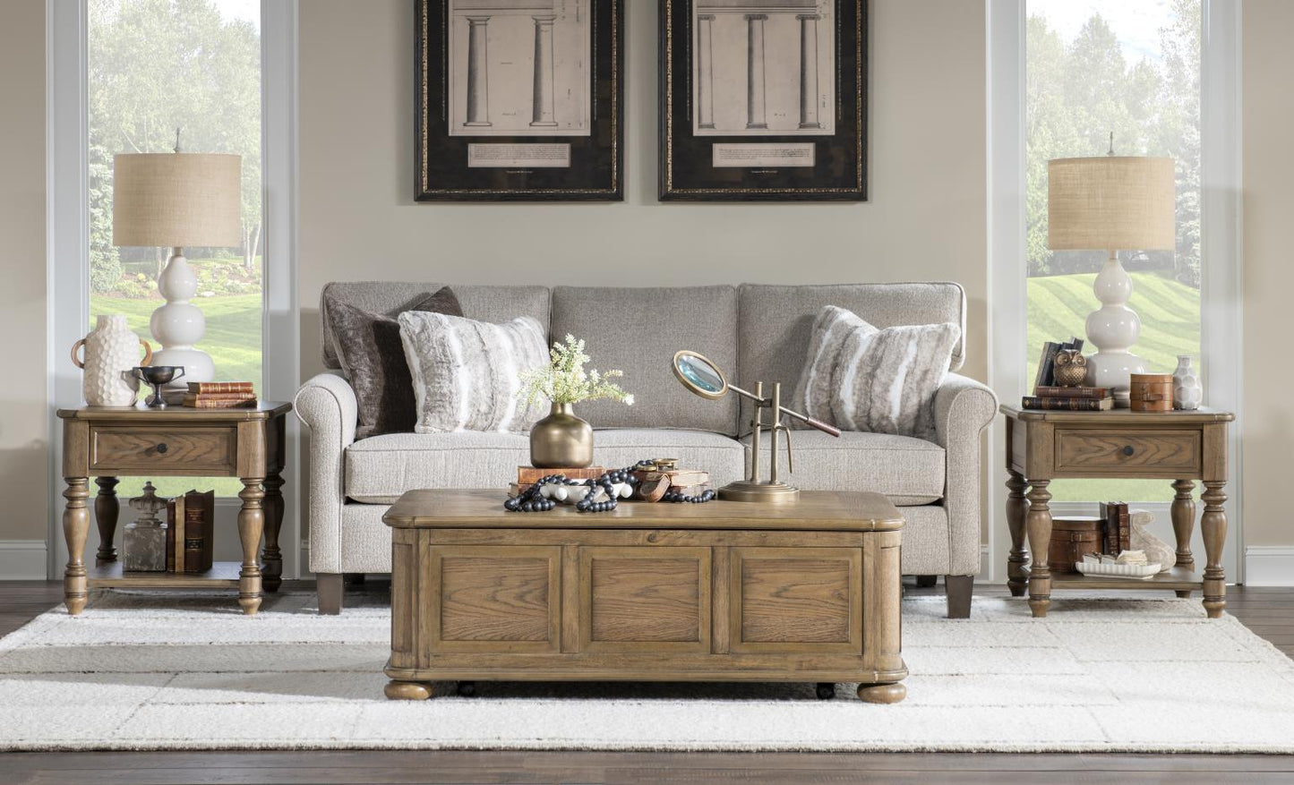 Nolan - Lift Top Cocktail Table With Casters - Dusted Barley