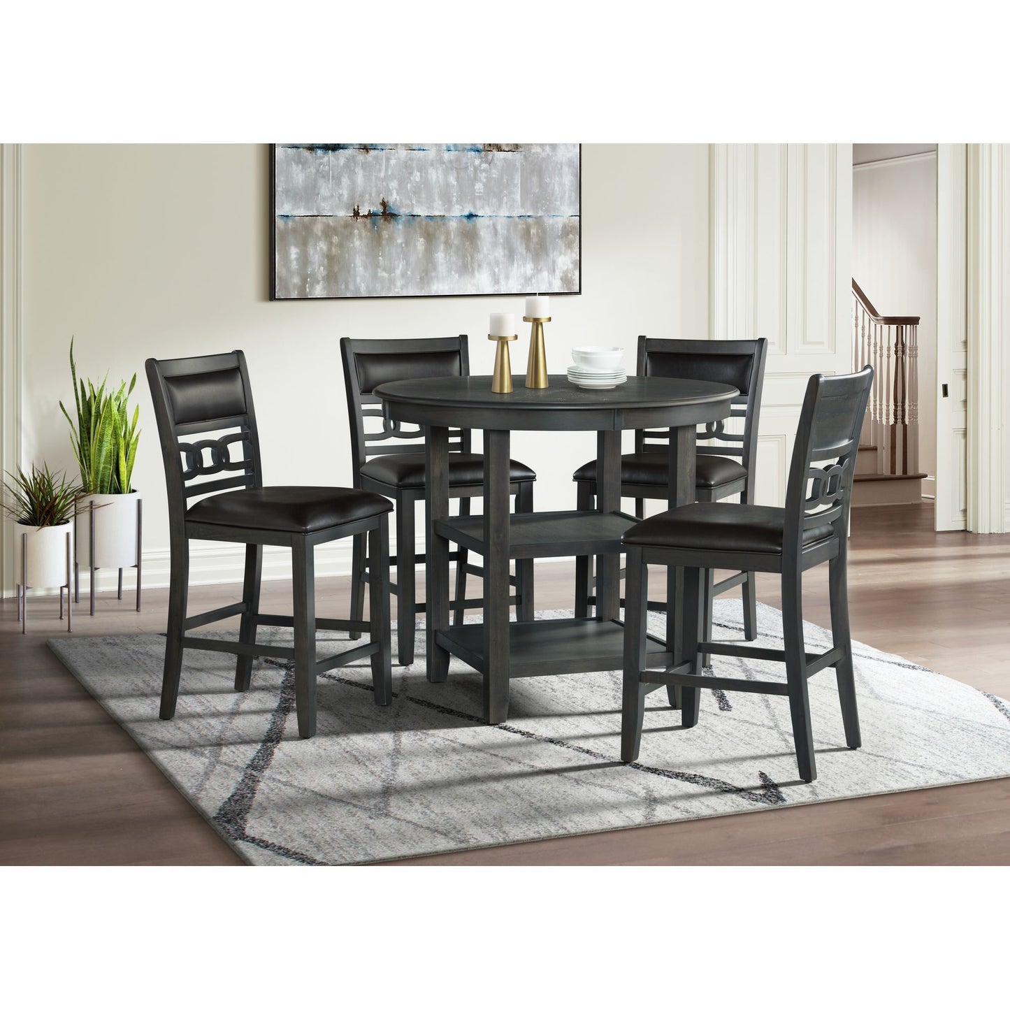 Amherst - Counter Table With Wood Leg - Gray Finish