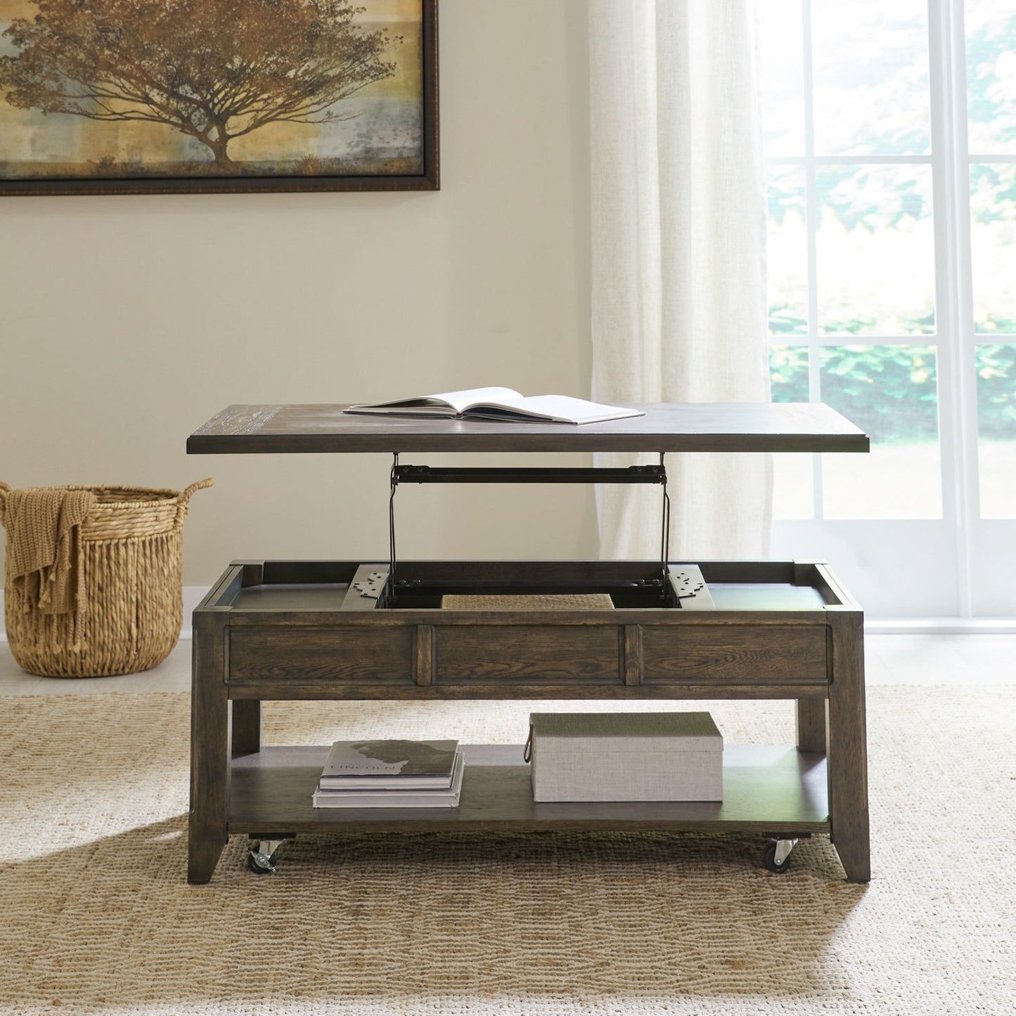Paradise Valley - Lift Top Cocktail Table - Saddle Brown
