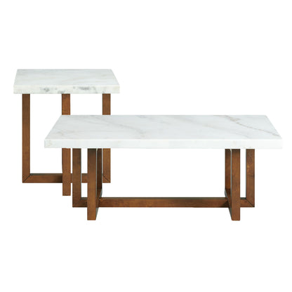 Morris - 2 Piece Occasional Marble Table Set - White