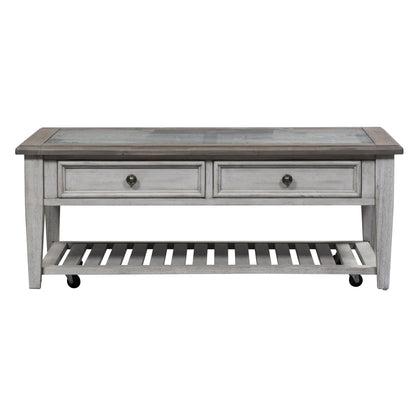 Heartland - 3 Piece Table Set - Antique White / Tobacco Tops