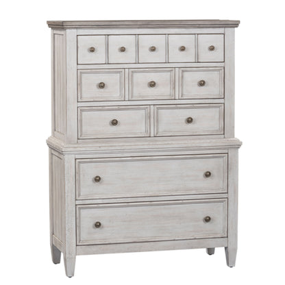 Heartland - 5 Drawer Chest - Antique White / Tobacco Tops