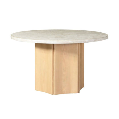 Adalynn - Round Dining Table With Marble Top - White & Weathered Gray Oak