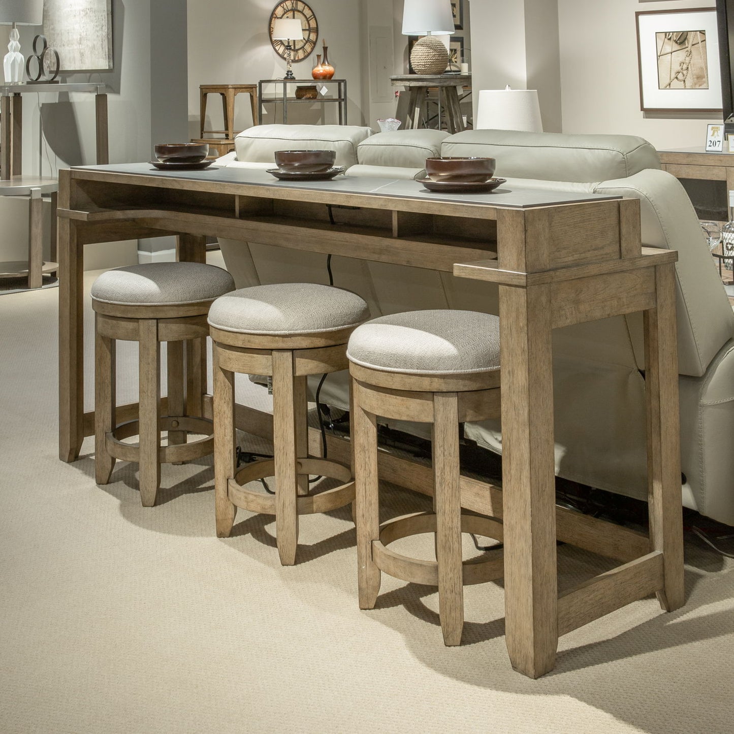 Millstone - Upholstered Console Swivel Stool - Nutmeg