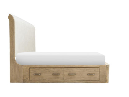 Flow - Complete Upholstered Sleigh Bed With One Side Storage Rail