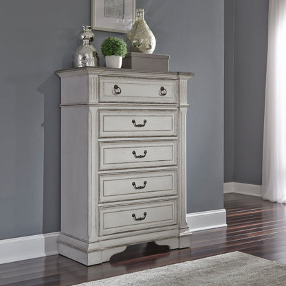 Abbey Park - 5 Drawer Chest - Antique White