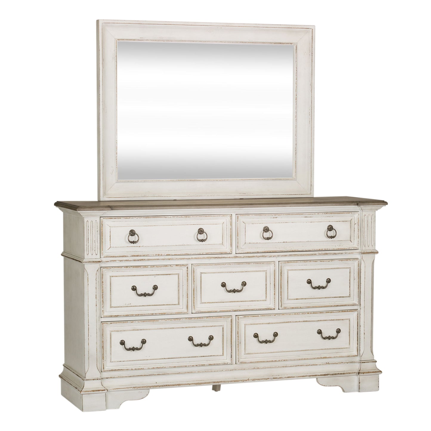Abbey Park - Dresser & Mirror - Antique White