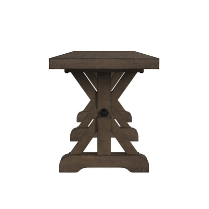 Yellowstone - Dining Bench With Metal Bar Cross - Medium Brown