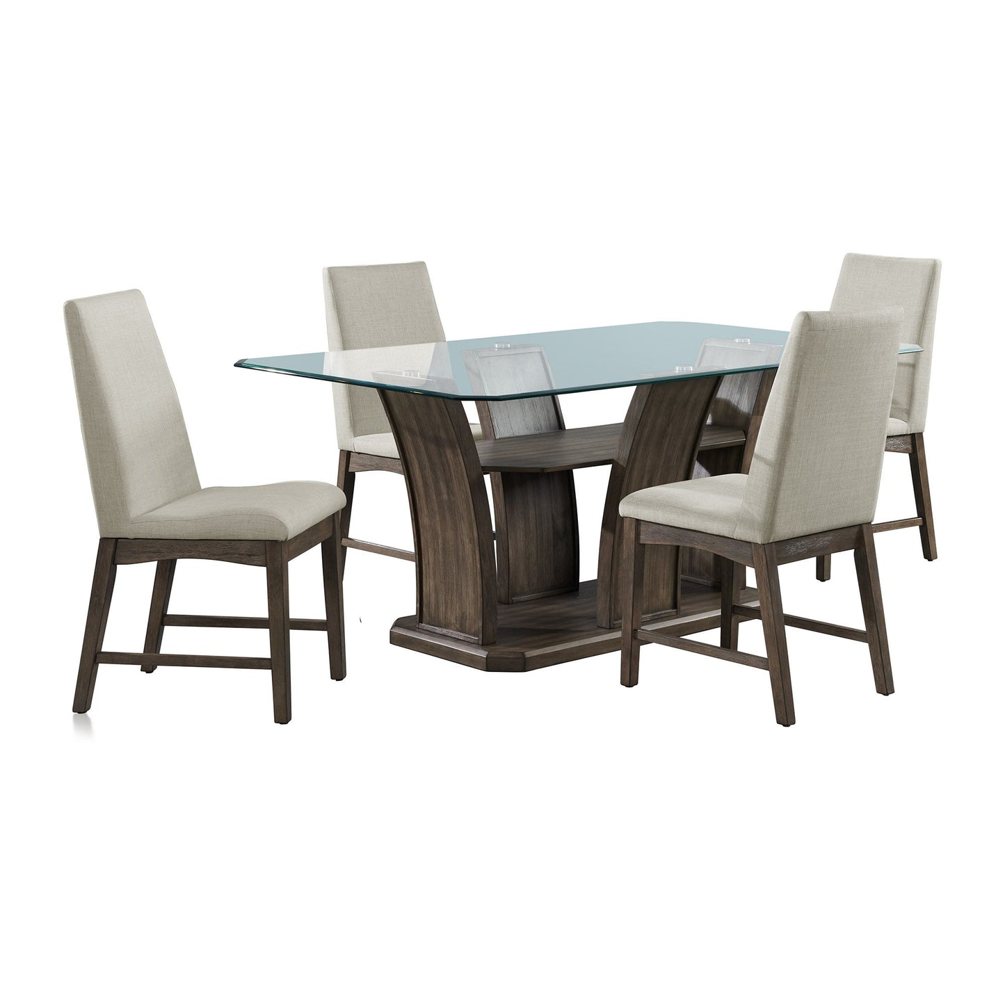 Dapper - 5 Piece Rectangular Standard Height Dining Set Table & Four Chairs - Walnut