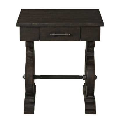 Stone - Chairside Table With PU Base - Dark Walnut