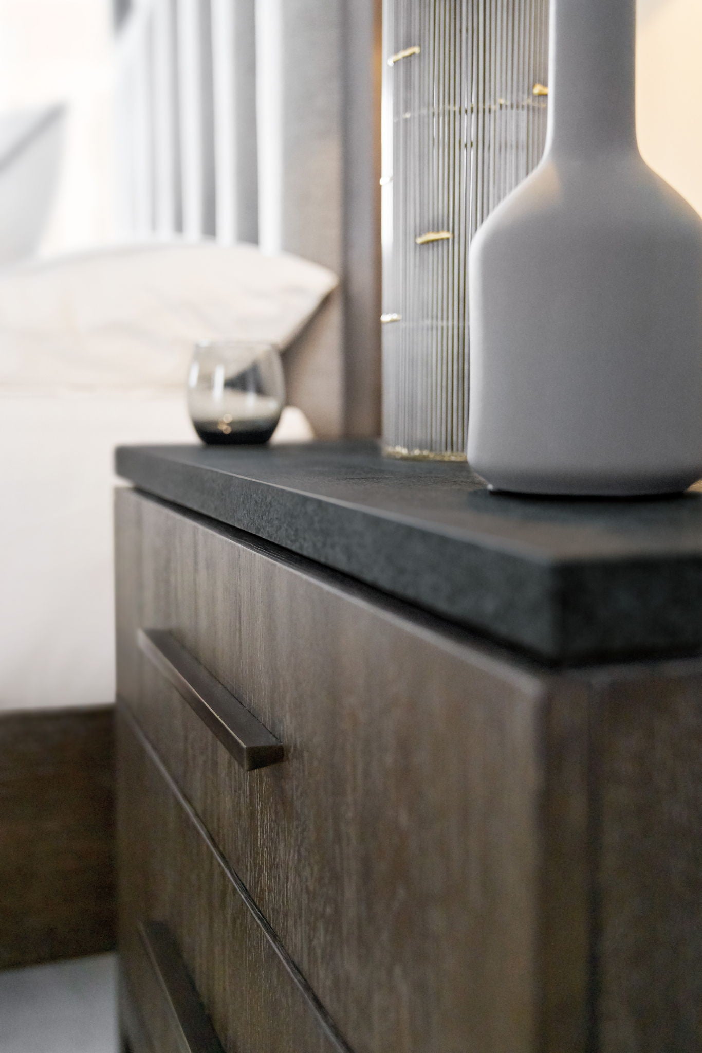 Mir-Avent - San Marcos Stone Top Nightstand - Dark Gray / Dark Brown