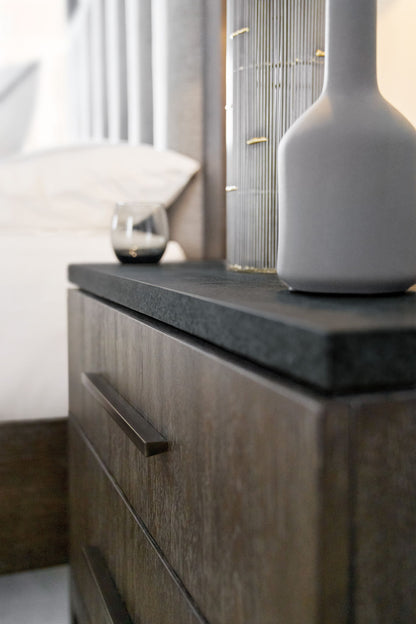 Mir-Avent - San Marcos Stone Top Nightstand - Dark Gray / Dark Brown