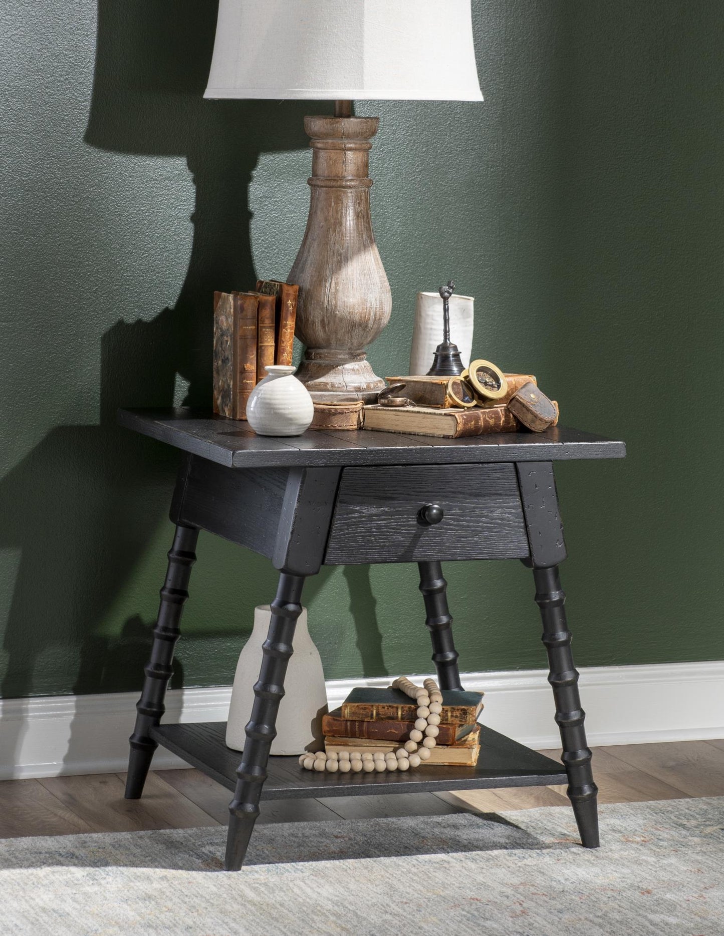 Vintage Market - Splayed Bobbin Leg 1 Drawer End Table