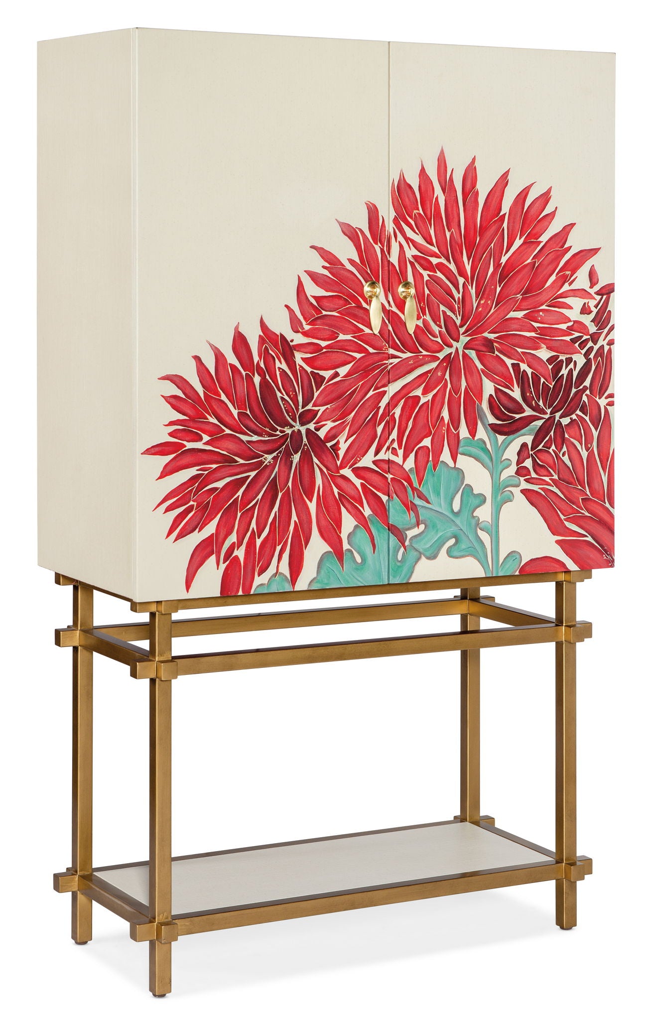 Melange - Patrisha Bar Cabinet - Beige / Red