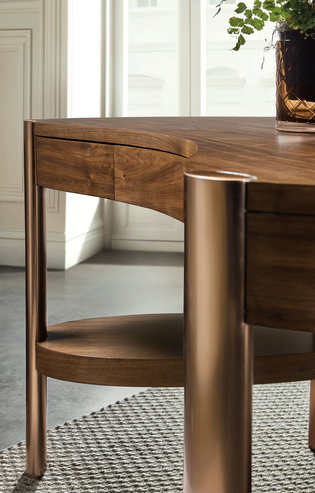Eleana - Writing Desk - Medium Wood / Gold