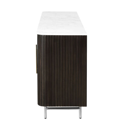 Clayten - Server With Marble Top & Fireplace - White & Espresso