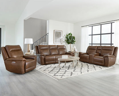 Jameson - Power Reclining Zero Gravity Console Loveseat - Hickory