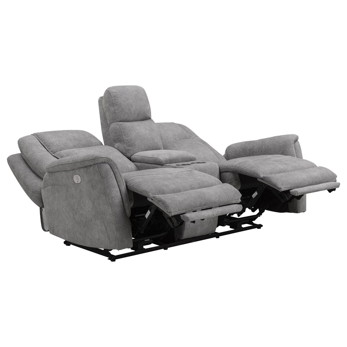 Linus - Zero Gravity Power Reclining Console Loveseat - Hudson Gray