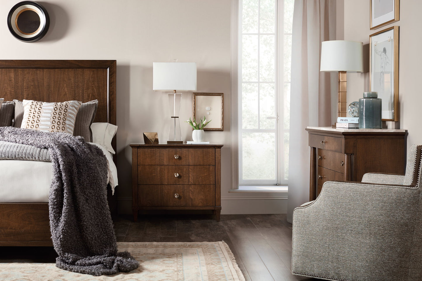 Archives - Three-Drawer Nightstand - Dark Brown