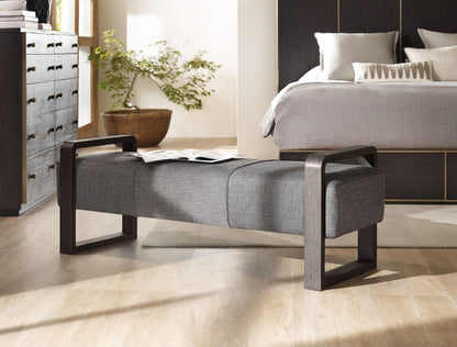Curata - Upholstered Bench - Dark Gray / Dark Brown