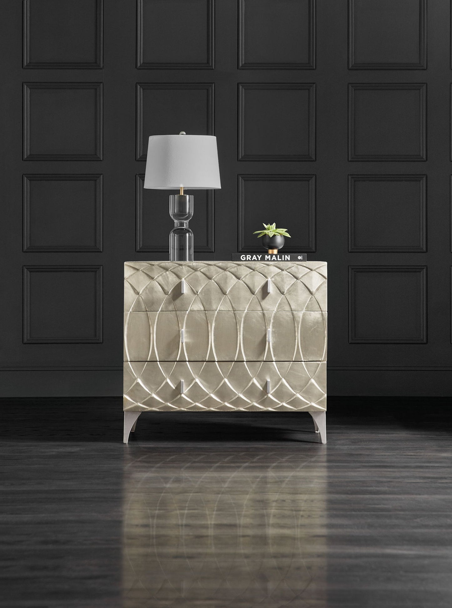 Melange - Mathilda 3-Drawer Chest - Pearl Silver