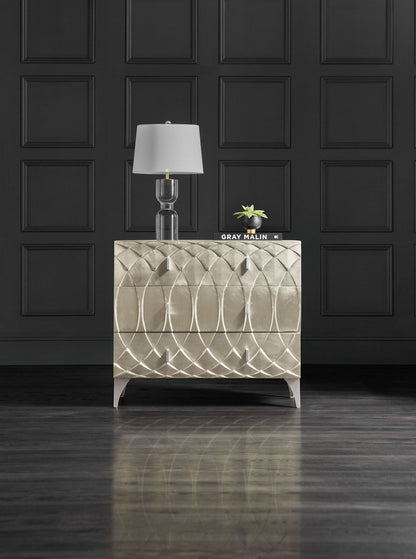 Melange - Mathilda 3-Drawer Chest - Pearl Silver