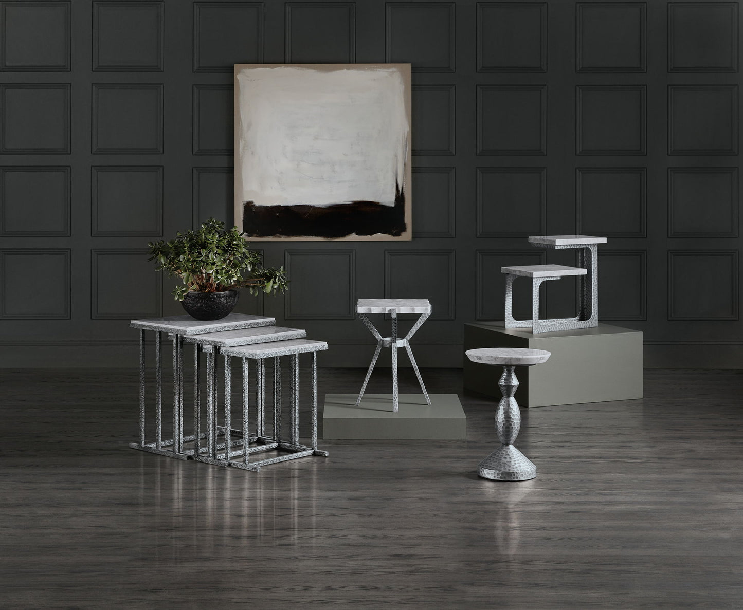 Melange - Bianca Nesting Tables - Pearl Silver
