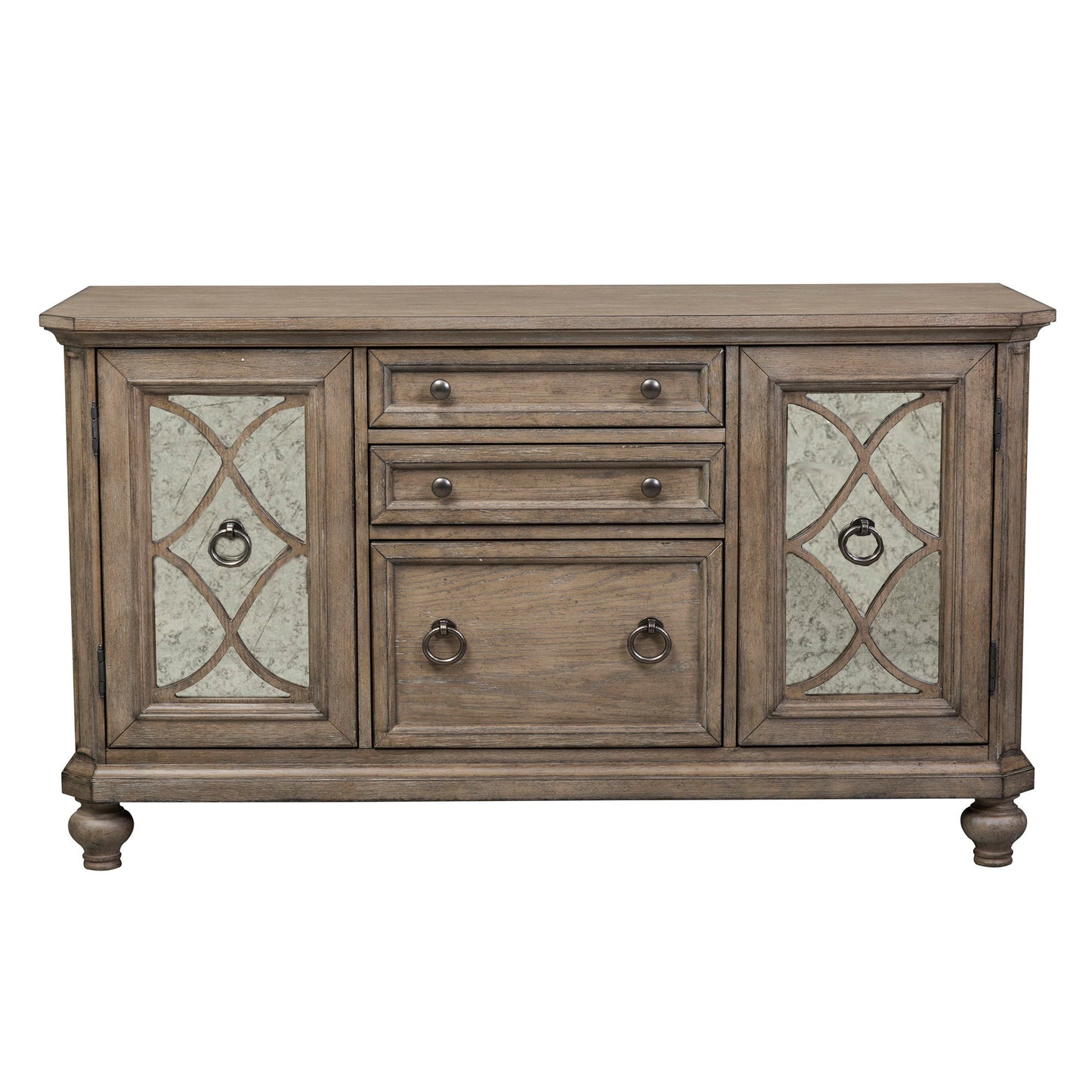 Simply Elegant - 3 Piece Home Office Set (Desk & Hutch Set) - Heathered Taupe