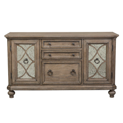 Simply Elegant - 3 Piece Home Office Set (Desk & Hutch Set) - Heathered Taupe
