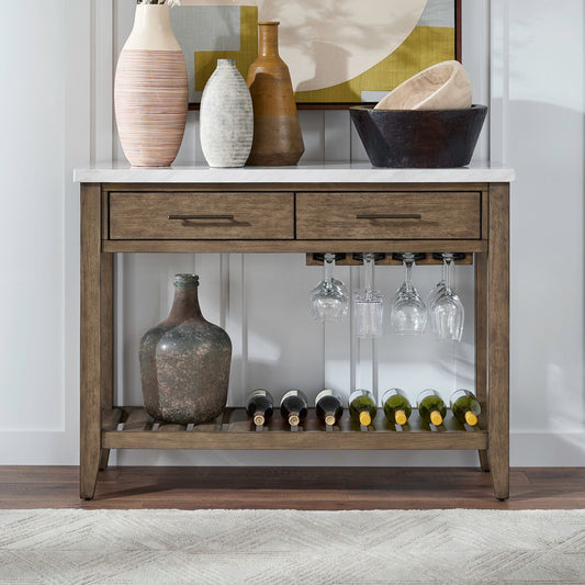 Edison - Server With Faux Marble Top - Brownstone