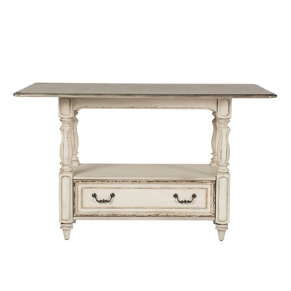 Magnolia Manor - 5 Piece Gathering Table Set - Antique White / Dark Brown