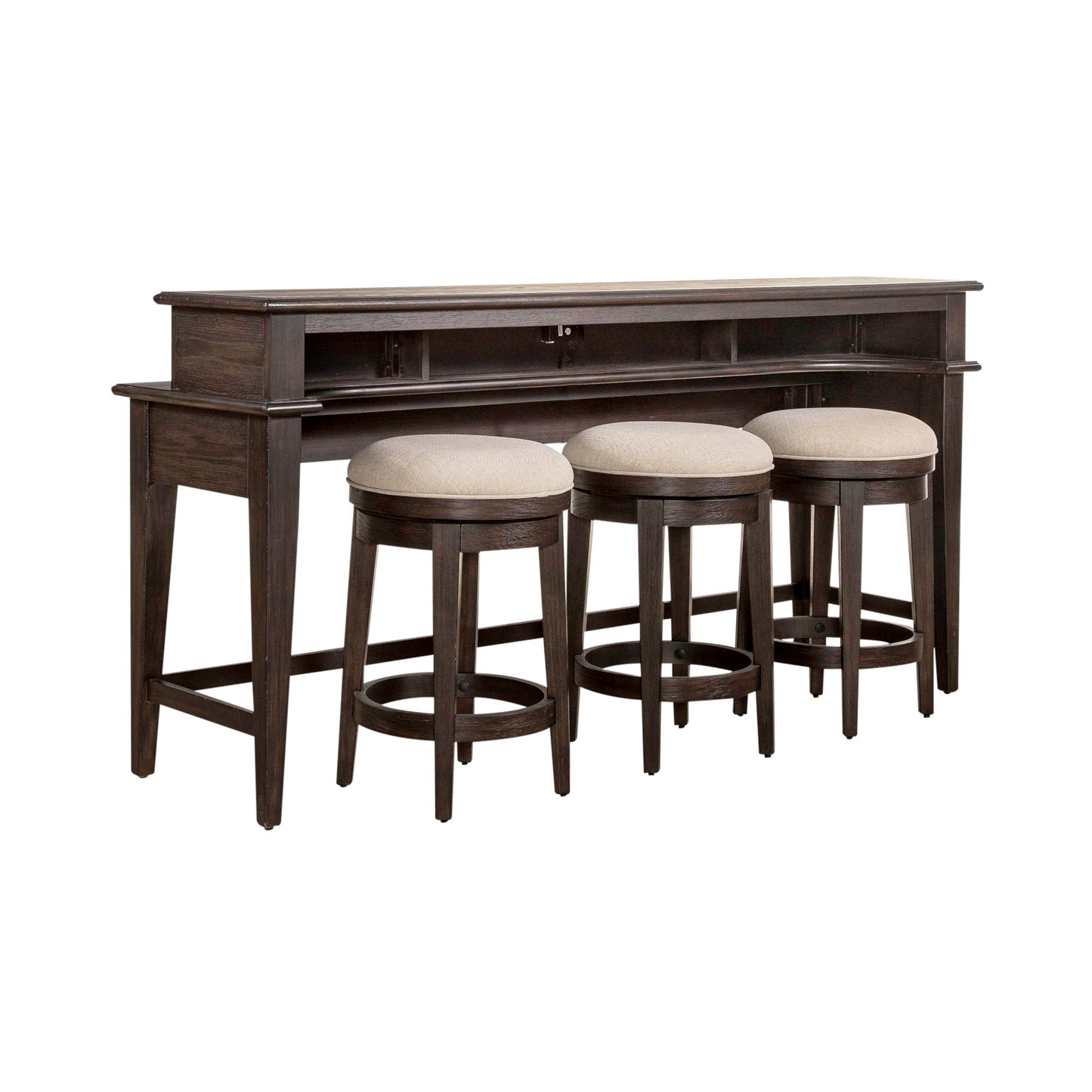 Mill Creek - 4 Piece Console Set (Bar Console & 3 Stools) - Peppercorn