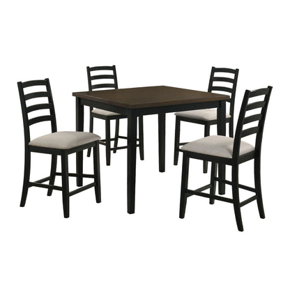 Tulane - 5 Piece Dining Set (Counter Table & 4 Counter Chairs) - Oak & Black
