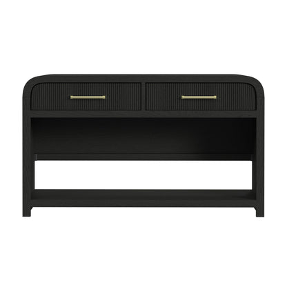 Ridgemont - Sofa Table With Bottom Shelf - Black With Grain