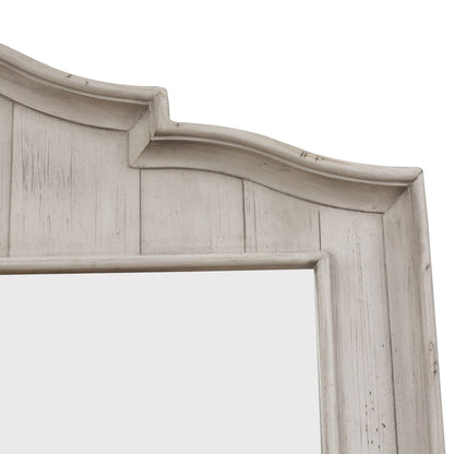 Farmhouse Reimagined - Dresser & Mirror - Antique White / Chestnut Tops