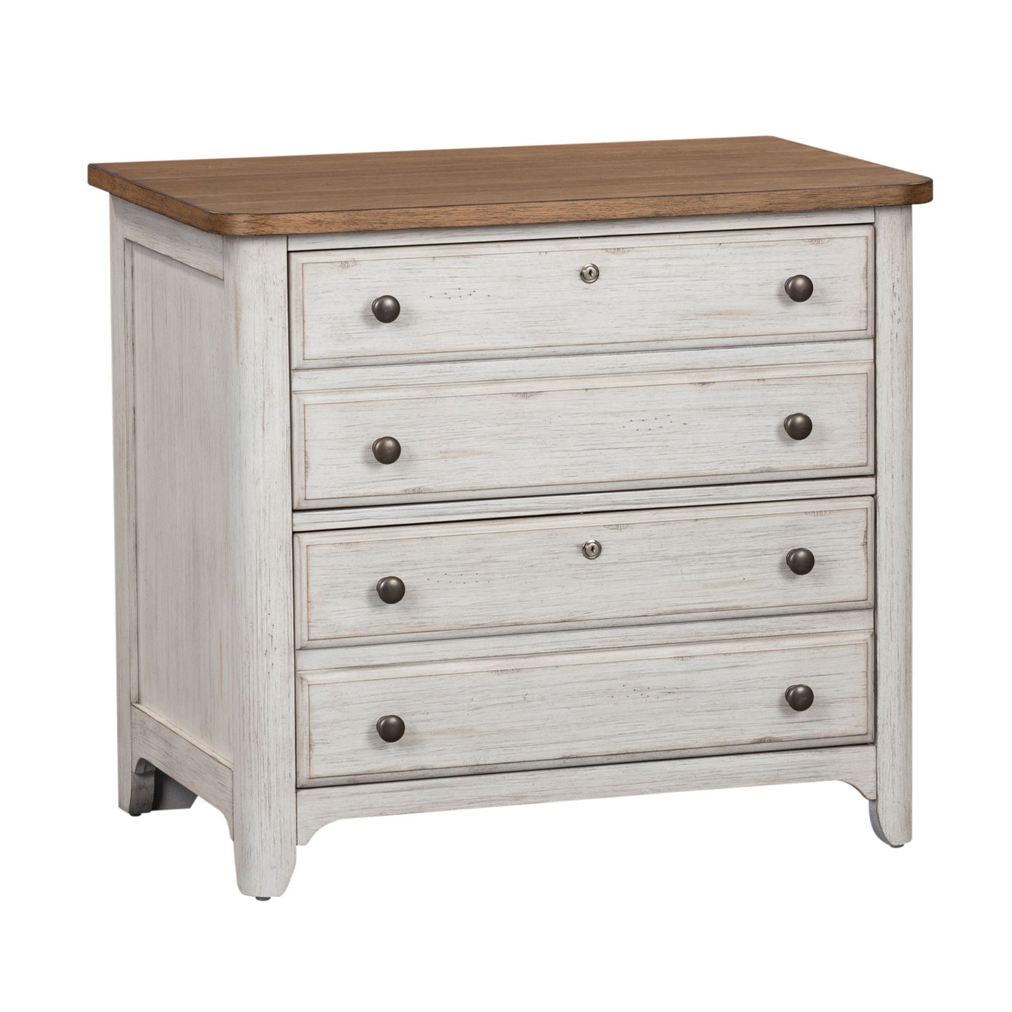 Farmhouse Reimagined - Lateral File - Antique White / Chestnut Tops