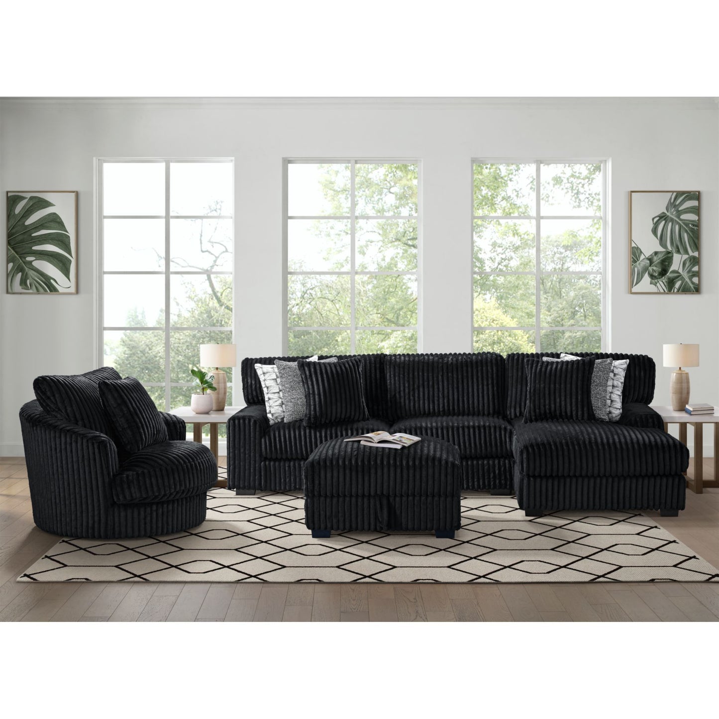 Nightfall - Storage Ottoman - Grand Cord Black