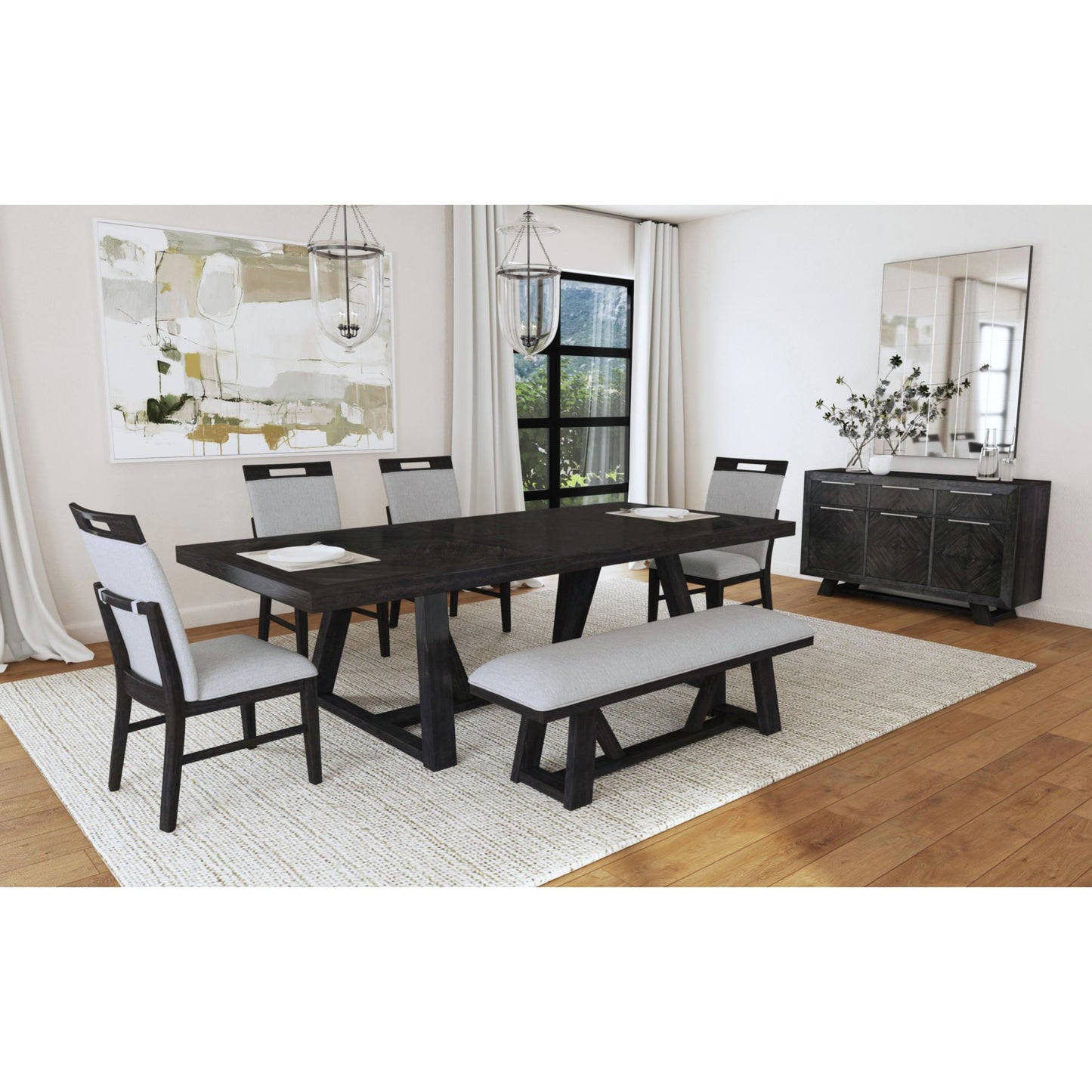 Transcend - Dining Bench - Charcoal / Light Gray