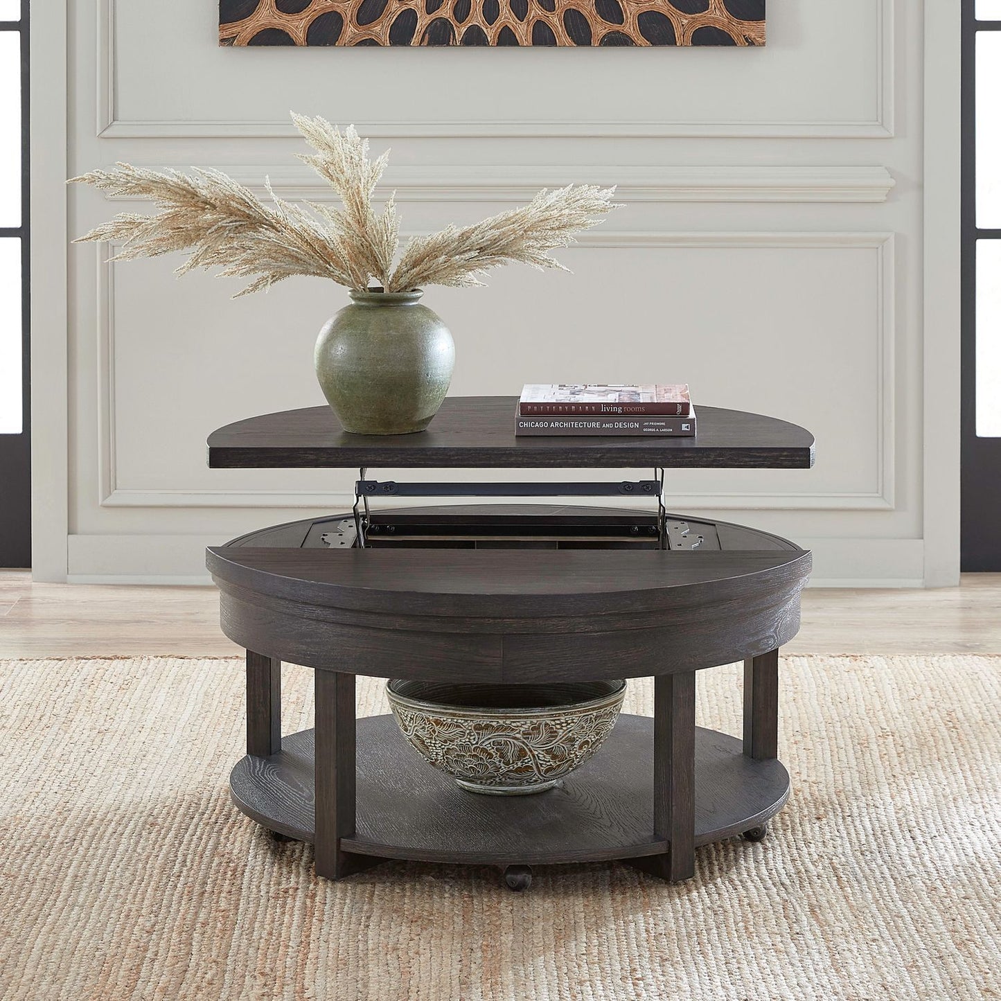 Weston - Round Lift Top Cocktail Table - Peppercorn