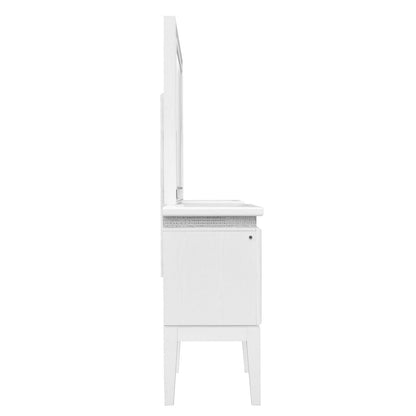 Reflections - Vanity Desk - Pearl White & Rhinestone