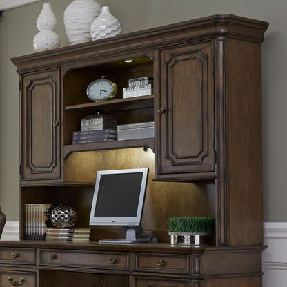 Amelia - Jr Executive Credenza Hutch - Antique Toffee