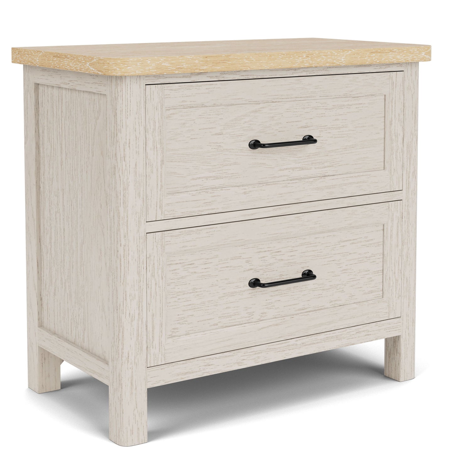 Glenndale - Two Drawer Nightstand - Aged White / Wheat