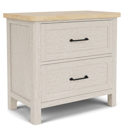 Glenndale - Two Drawer Nightstand - Aged White / Wheat